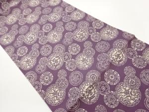 塩瀬型染丸文に花葉模様名古屋帯